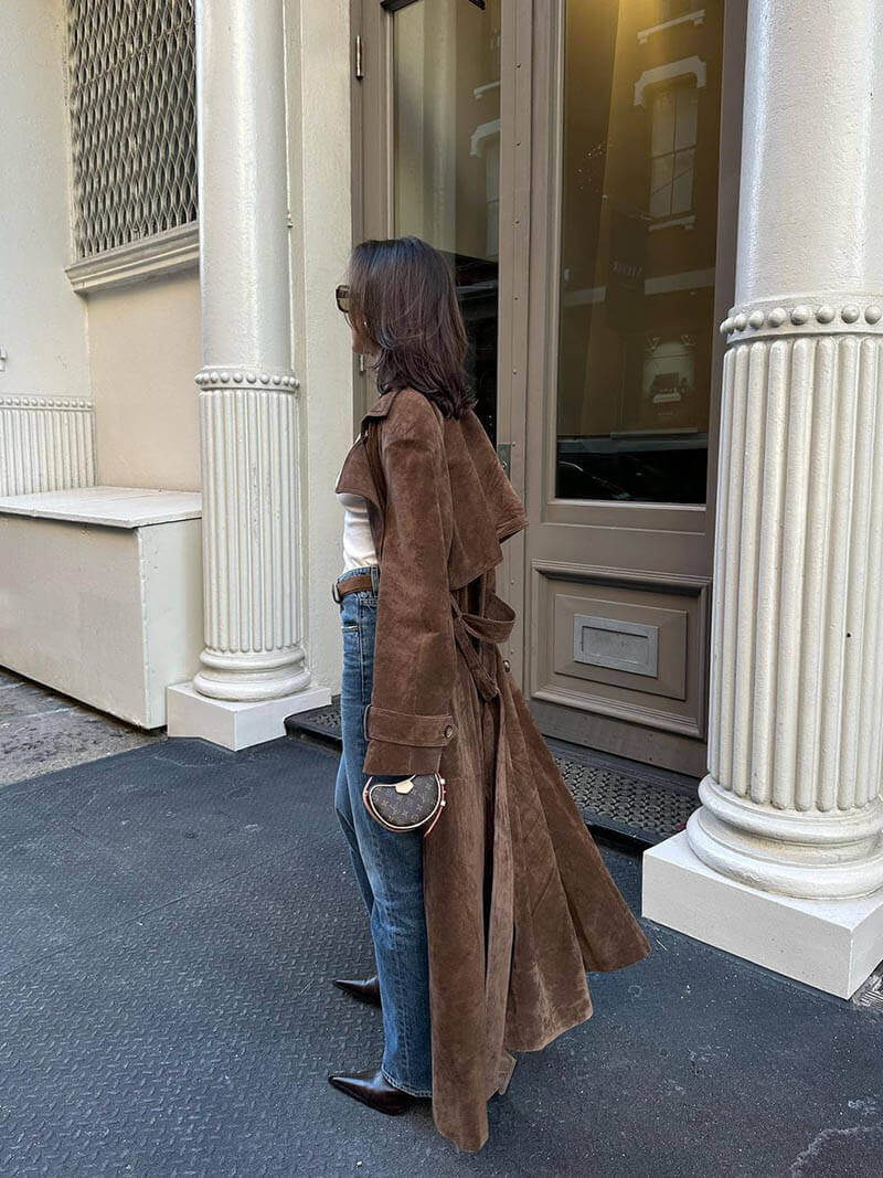EB | Damen Klassischer Langer Trenchcoat