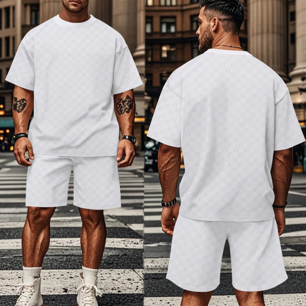 EB | Schachbrettmuster Kurzarm-Shorts-Set
