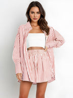 EB | Fashion Shirt Gestreift Langarm Zweiteiliges Set