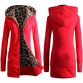 Damen Kapuzenpulloverjacke mit leopardem Innenfutter EB