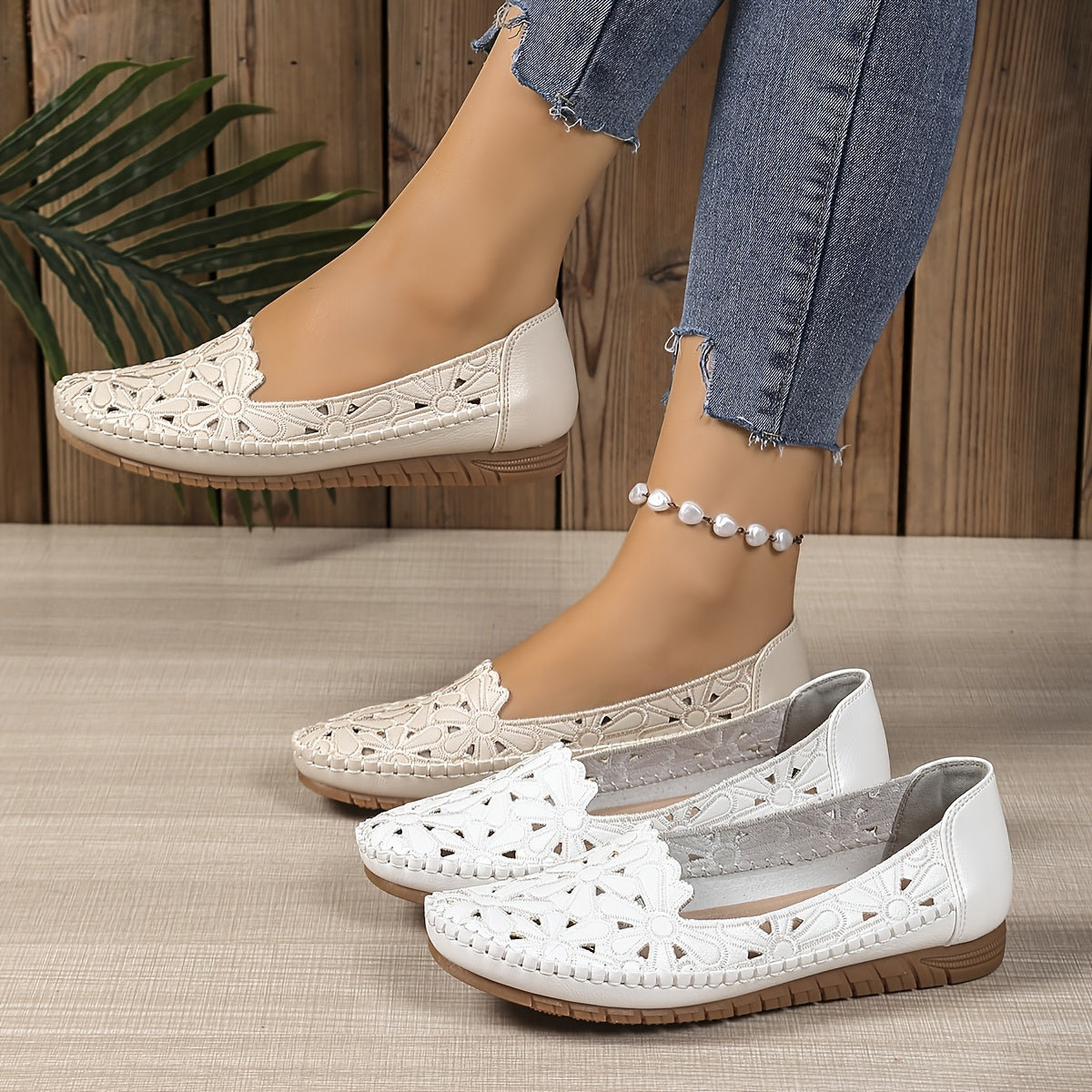 Blumige perforierte Loafer EB EB