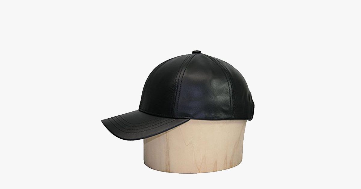 Verstellbare Baseballkappe aus schwarzem Leder