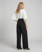 EB | Britischer Stil Eleganter Farbblock Tasche Kontrast V-Ausschnitt Lockere Jumpsuits