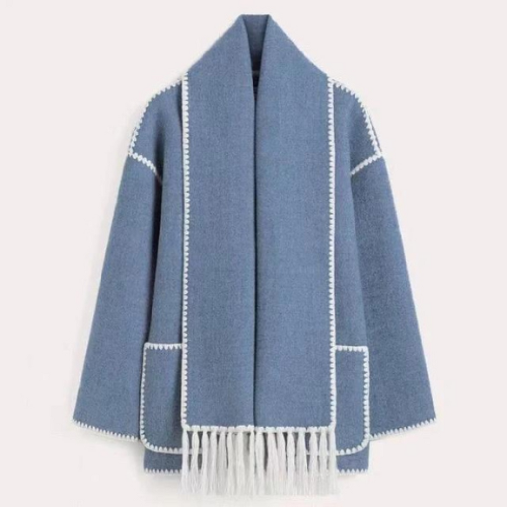 EB | Damen Warmer Lockerer Wickelkragen Mantel Winter