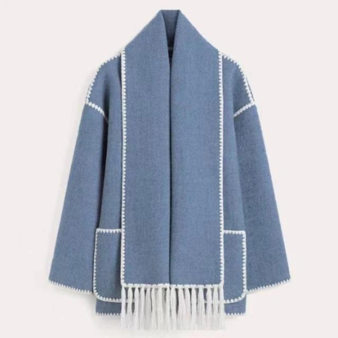 EB | Damen Warmer Lockerer Wickelkragen Mantel Winter