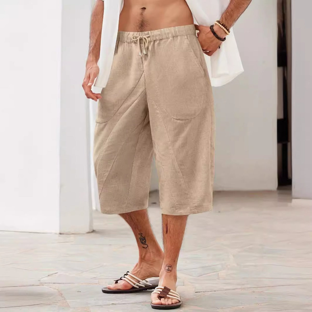 EB | Shorts mit Taschen aus Baumwolle und Leinen