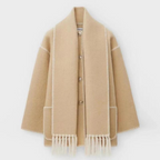EB | Damen Warmer Lockerer Wickelkragen Mantel Winter