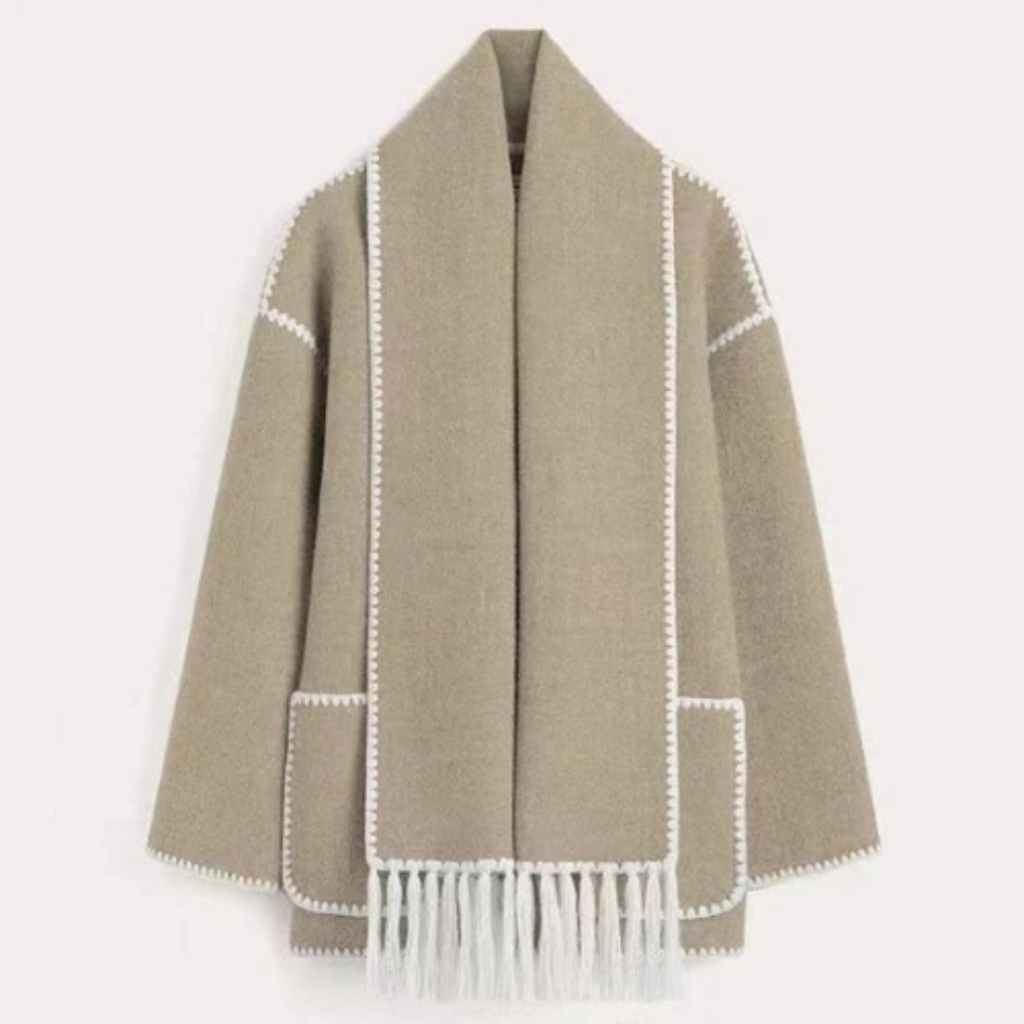 EB | Damen Warmer Lockerer Wickelkragen Mantel Winter