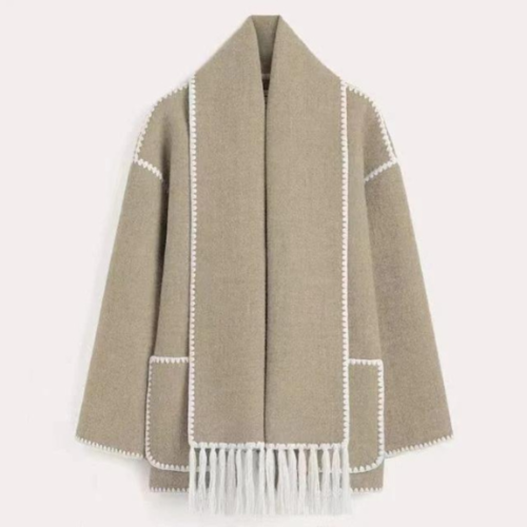 EB | Damen Warmer Lockerer Wickelkragen Mantel Winter