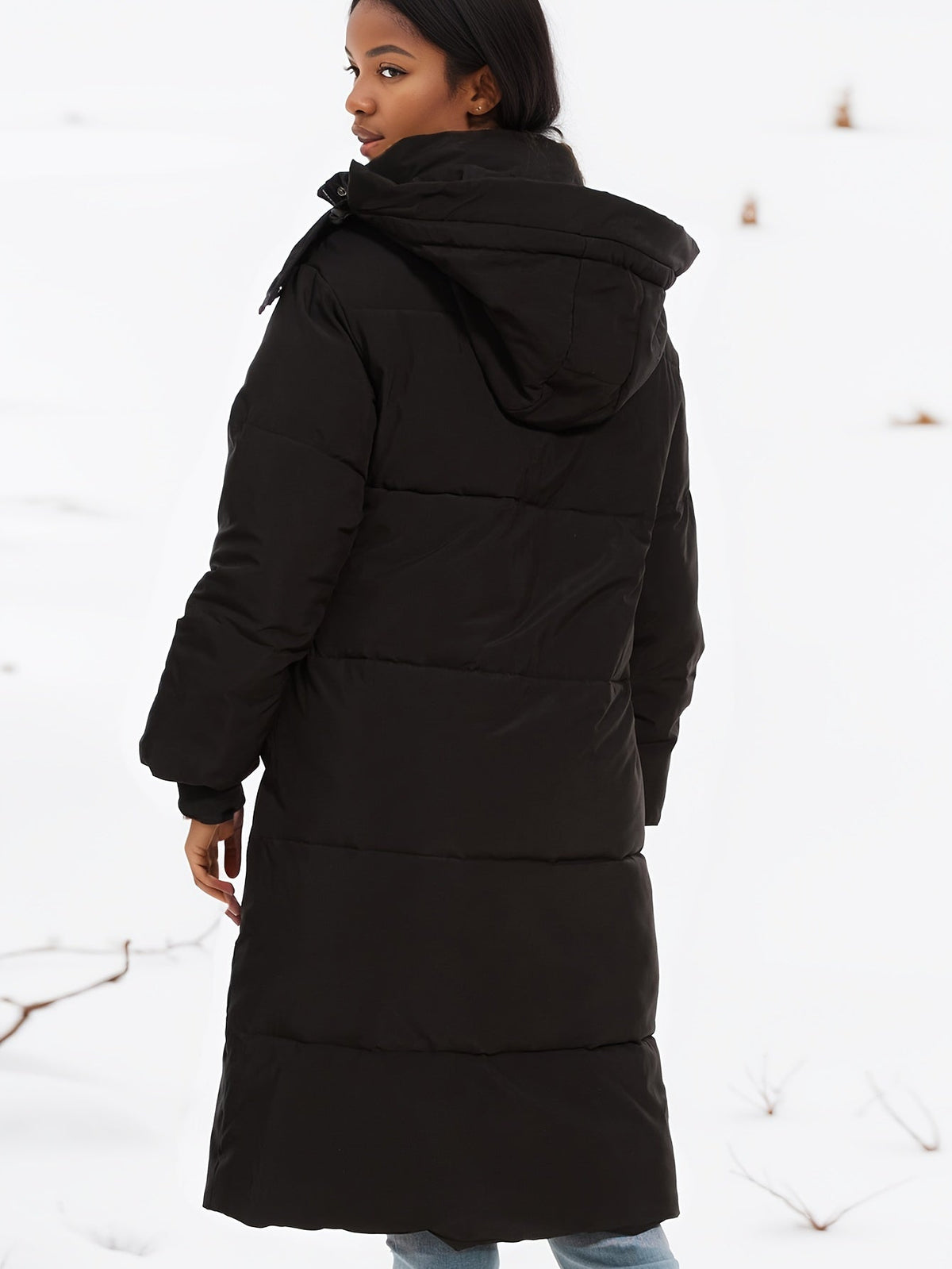 EB | Stylischer schwarzer Parka Wintermantel mit Kapuze und Futter Ideal für Herbst/Winter