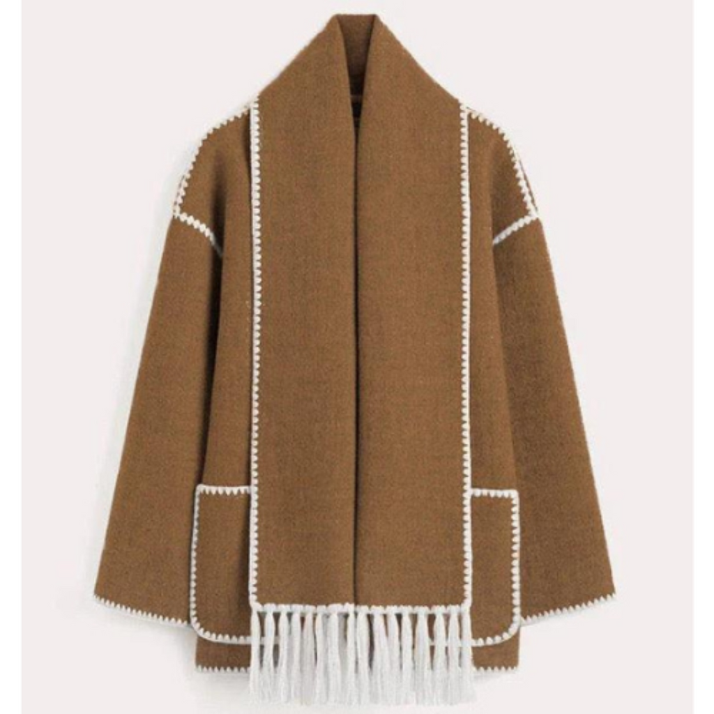 EB | Damen Warmer Lockerer Wickelkragen Mantel Winter