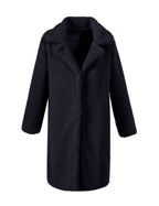 Damen Flauschiger Boucle-Mantel mit elegantem Revers und weitem Schnitt EB