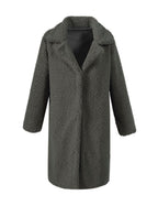Damen Flauschiger Boucle-Mantel mit elegantem Revers und weitem Schnitt EB