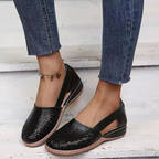 Unkomplizierte Perforierte Wedge Espadrilles flache Schuhe EB