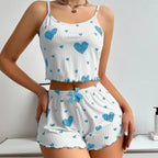 EB | Liebe Bedruckte Hosenträger Shorts Pyjama Set