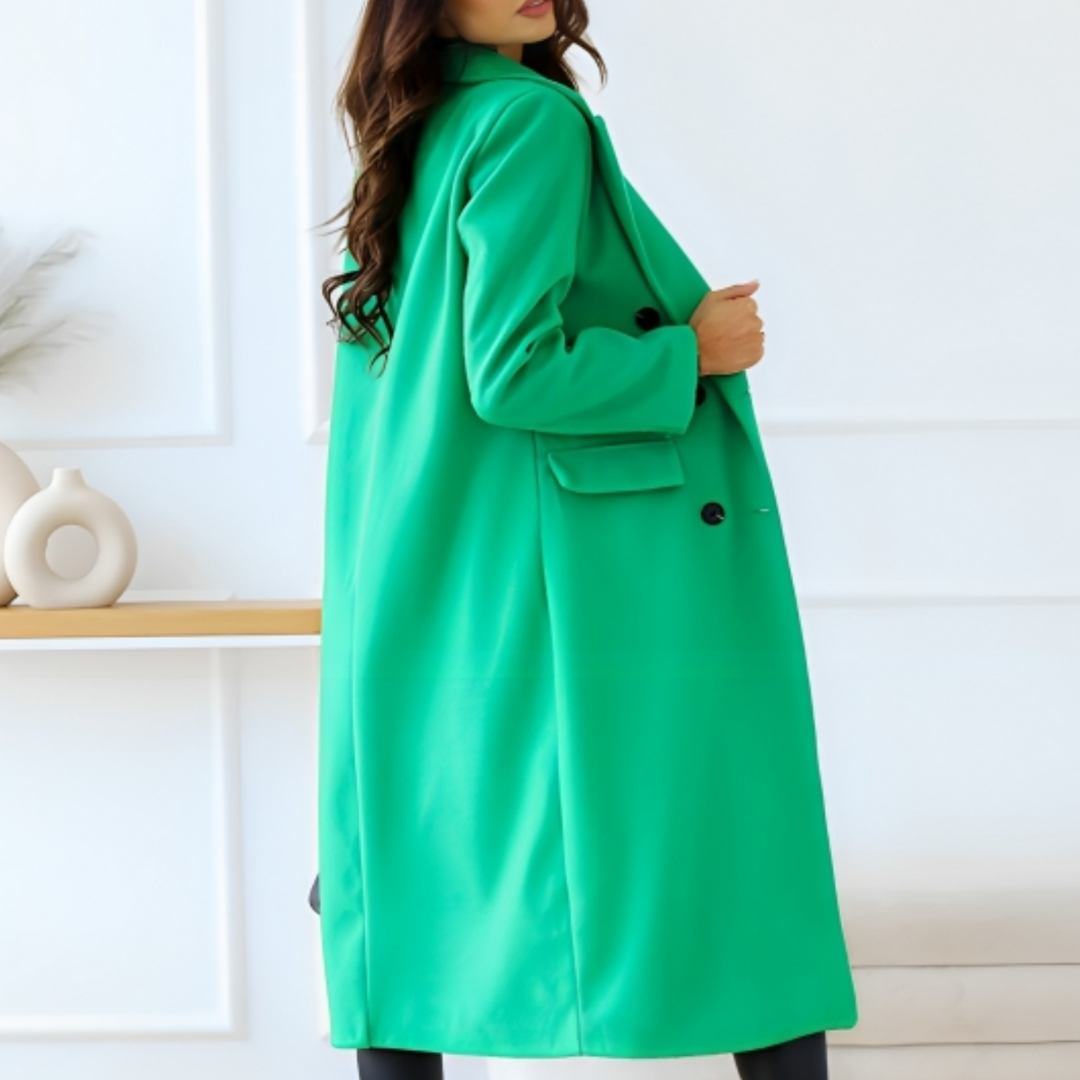 EB | Langmantel Oversized Fit Wollqualität Doppelt Geknöpft Klassische Details