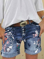 EB | Multi Knopf-Druck Denimshorts