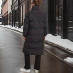 EB | Schwarze Knielange Lockere Daunenjacke