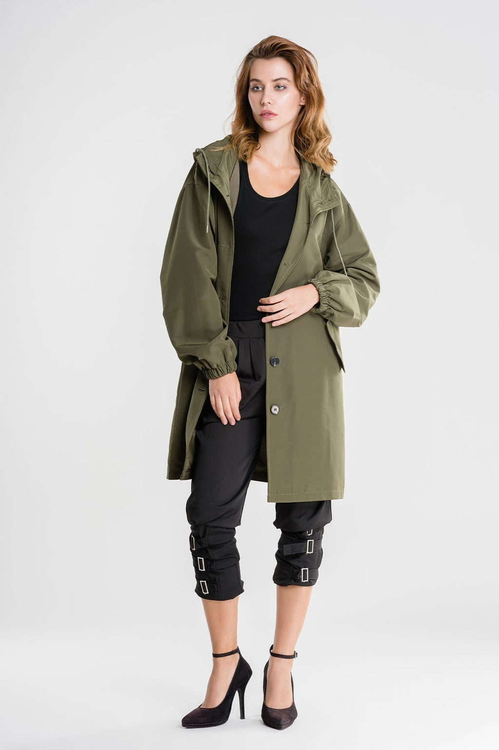 EB | Lässiger, Großer, Wasserdichter Mantel mit Kapuze und Windschutz für Frauen Perfekt für Herbst und Winter