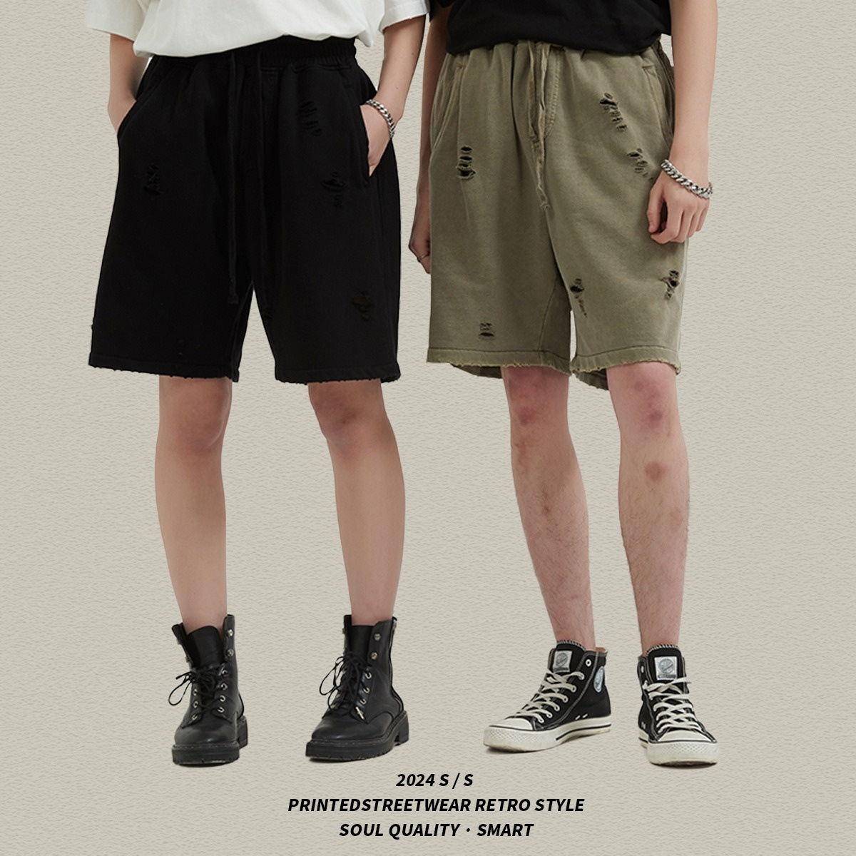 EB | High Street Wind Schweres Waschwasser Alte Lose Shorts