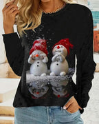 EB | Langarmshirt mit Rundhalsausschnitt und Schneemann Print
