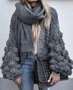 Damen Grob gestrickter Oversized Cardigan mit voluminösen Ärmeln EB
