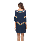 Damen luftiger Strandkaftan mit bunten Stickdetails EB