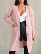 Damen Kuscheliger Strickmantel mit Gürtel und praktischen Taschen EB