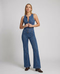 Jeans-Overall für Damen mit herzförmigem Rückenausschnitt