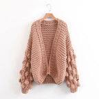 Damen Grob gestrickter Oversized Cardigan mit voluminösen Ärmeln EB