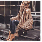 Damen Grob gestrickter Oversized Cardigan mit voluminösen Ärmeln EB