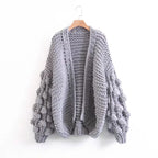 Damen Grob gestrickter Oversized Cardigan mit voluminösen Ärmeln EB