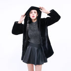 Damen Flauschige Kunstpelz-Jacke mit Stehkragen und Reißverschluss EB