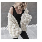 Damen Grob gestrickter Oversized Cardigan mit voluminösen Ärmeln EB