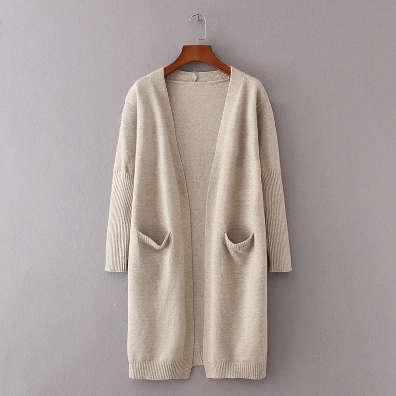 Damen Long-Cardigan mit offenen Fronten und praktischen Eingrifftaschen EB