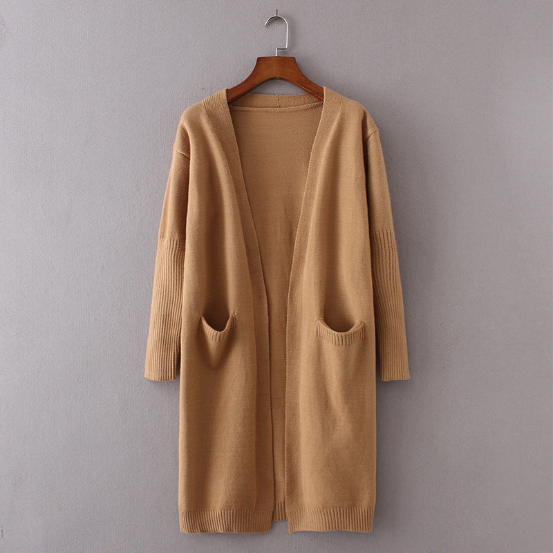 Damen Long-Cardigan mit offenen Fronten und praktischen Eingrifftaschen EB