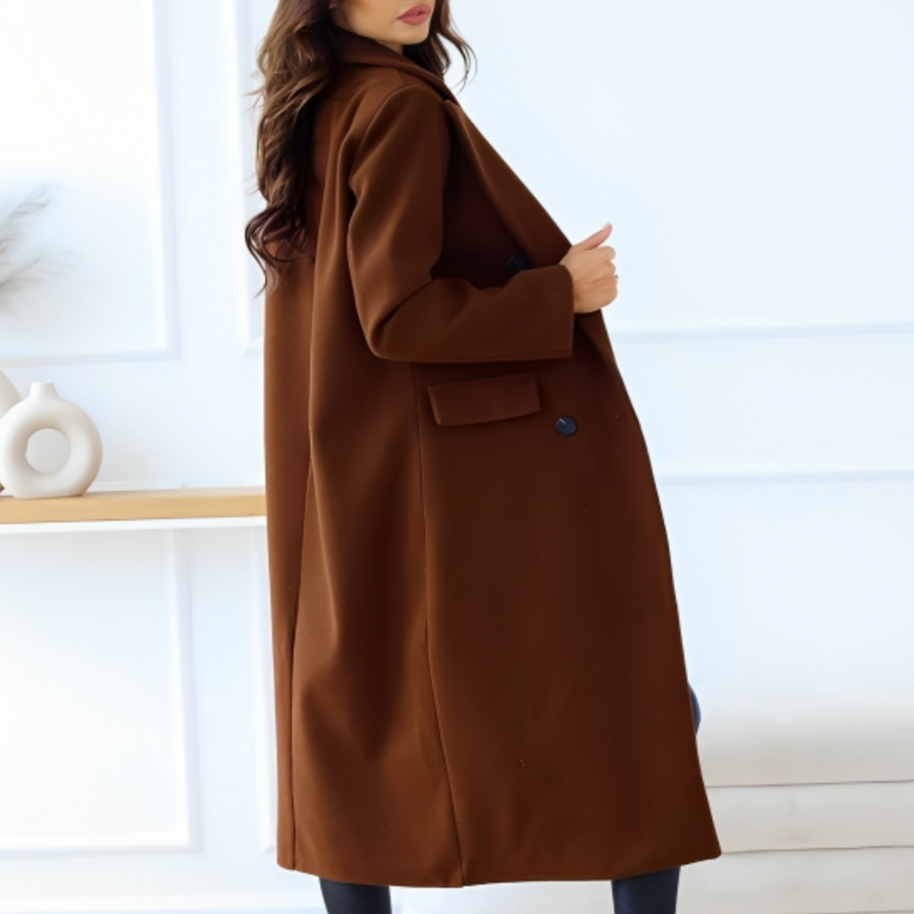 EB | Langmantel Oversized Fit Wollqualität Doppelt Geknöpft Klassische Details