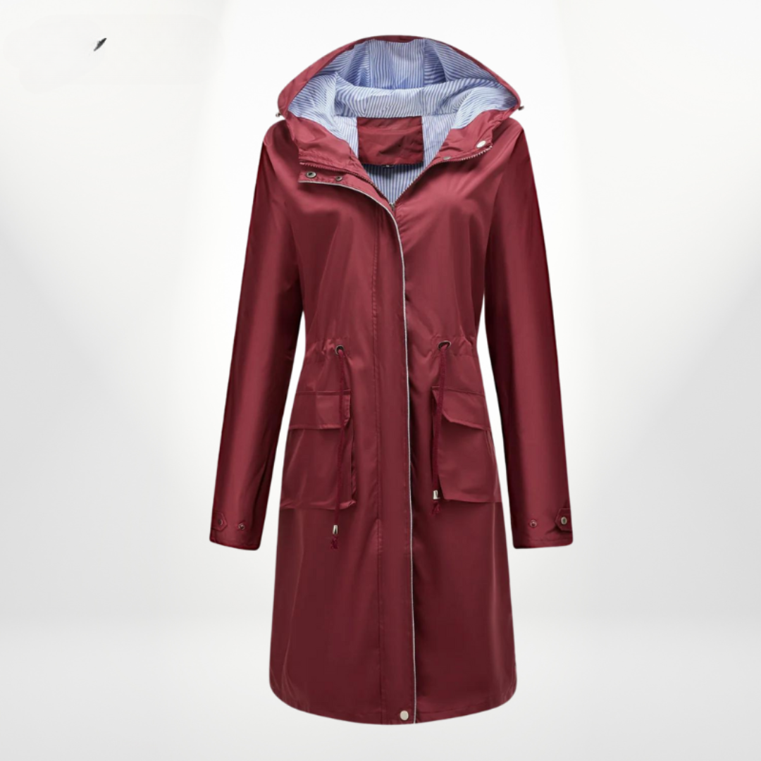 EB | Damen Trenchcoat mit Kapuze Wasserdicht