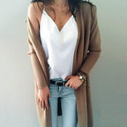 Damen Long-Cardigan mit offenen Fronten und praktischen Eingrifftaschen EB