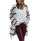 Damen Grobstrick-Cardigan mit gestreiftem Design und lässigem Schnitt EB