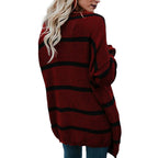 Damen Grobstrick-Cardigan mit gestreiftem Design und lässigem Schnitt EB
