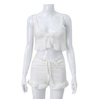 EB | Hosenträger Nabel Shorts Sommer zweiteiliges Set