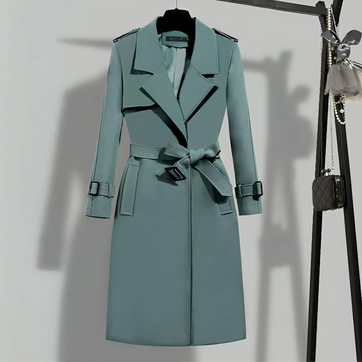 EB | Damen-Trenchcoat mit Taillengurt & Knopfblende