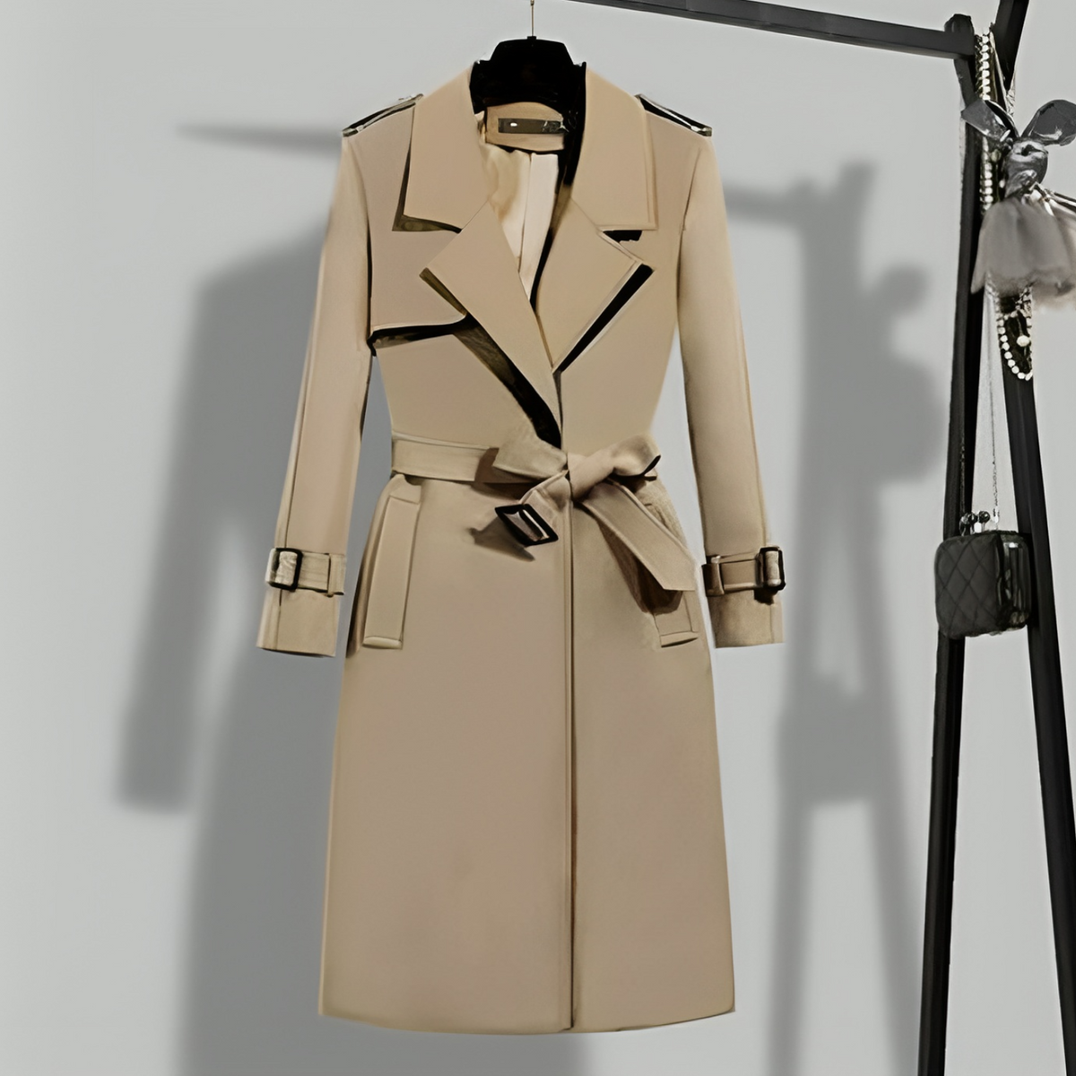EB | Damen-Trenchcoat mit Taillengurt & Knopfblende