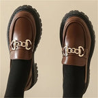 Chunky Loafers, Slip-On, Dekorationskette, Damenschuhe, Plattformschuhe EB