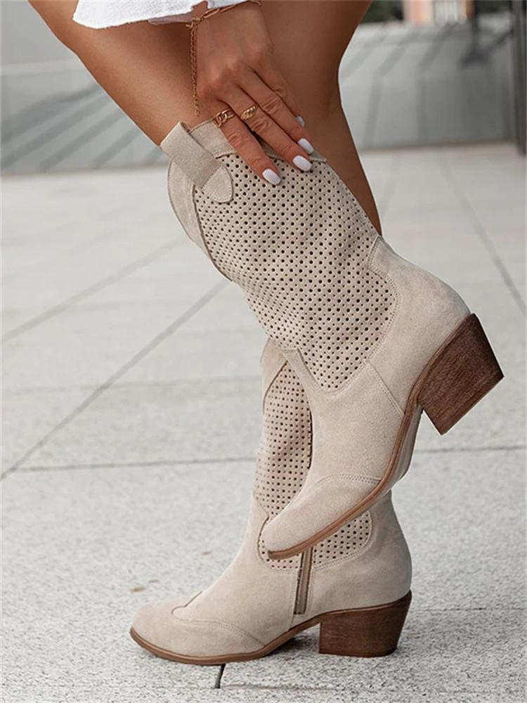 Cowboy-Stiefel | Mittellang | Blockabsatz | Cowgirl-Stiefel | Damenstiefel EB
