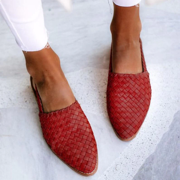 Damen Slip-Ons Geflochtenes Design Offene Ferse EB