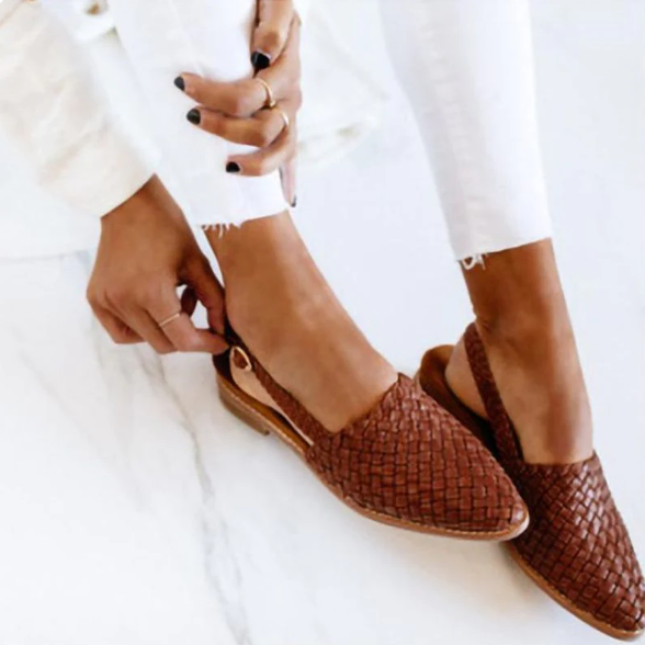 Damen Slip-Ons Geflochtenes Design Offene Ferse EB