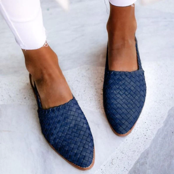 Damen Slip-Ons Geflochtenes Design Offene Ferse EB