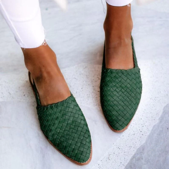 Damen Slip-Ons Geflochtenes Design Offene Ferse EB